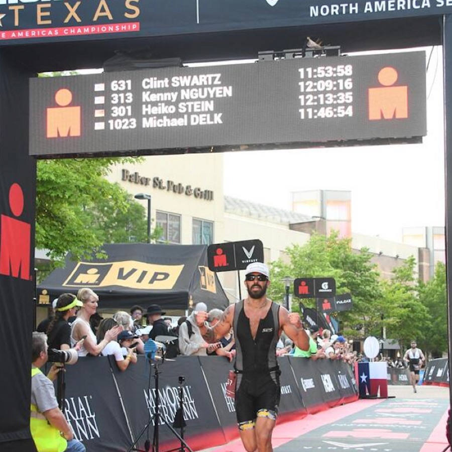 KTP athlete in the IRONMAN Texas finish chute