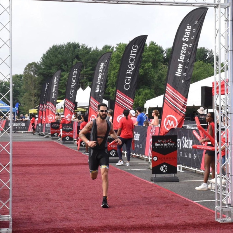 KTP athlete finishing the New Jersey State Triathlon